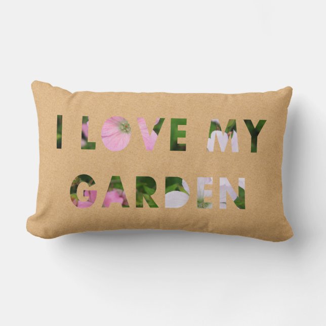 Gardener I Love My Garden Floral Text Kussen (Voorkant)