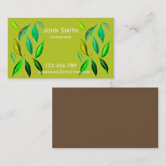 Gardener-service modern bladontwerp visitekaartje (Voorkant / Achterkant)