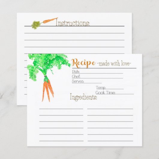 Gardener's Carrot Recept Kaart (Voorkant / Achterkant)