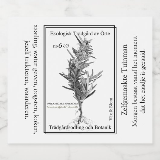 Gardener's herbal life label likeurfles etiket (Enkel label)