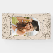 Gardenia Arc Floral Tan Photo Graduation Bannière (Horizontal)