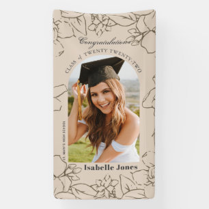 Gardenia Arc Floral Tan Photo Graduation Bannière