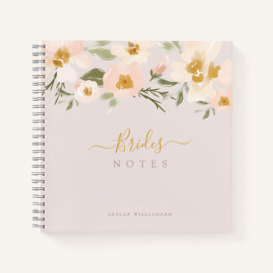 Gardenia Blush Waterverf Abstracte Bloemenbruiden Notitieboek