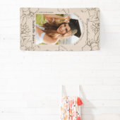 Gardenia Floral Arch Tan Photo Afstuderen Banner (Insitu)
