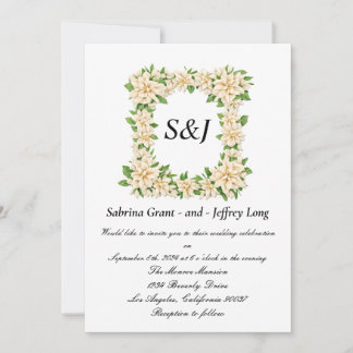 Gardenia Floral Monogram Wedding Kaart