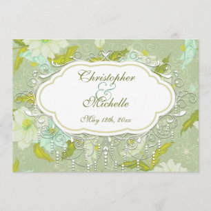 Gardenia Flower Wedding Invitation Kaart