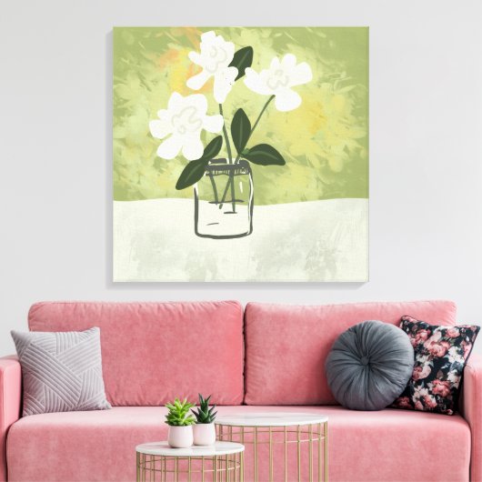 Gardenia Flowers Blooms Aangepaste achtergrond Canvas Afdruk (Insitu (Woonkamer))