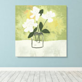 Gardenia Flowers Blooms Aangepaste achtergrond Canvas Afdruk (Insitu (Houten vloer))