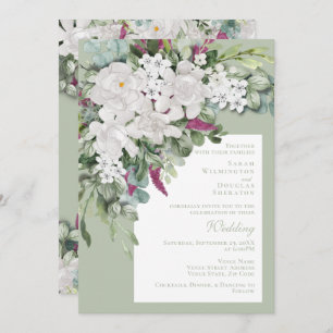 Gardenia / Snapdragon Mariage Sage Invitation
