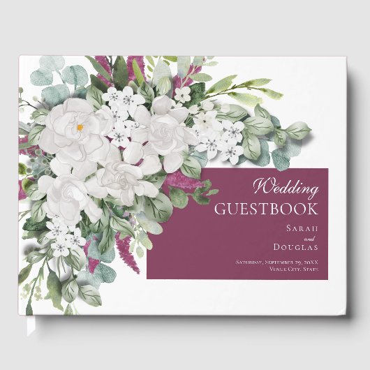 Gardenia/Snapdragon Paars Wedding Gastenboek (Voorkant)