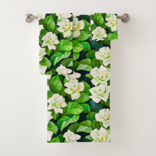 Gardenias blanches et Feuilles verts de Jade