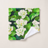 Gardenias blanches et Feuilles verts de Jade (Gant de toilette)