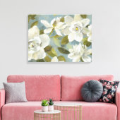 Gardenias op Slate Blue Canvas Afdruk (Insitu (Woonkamer))