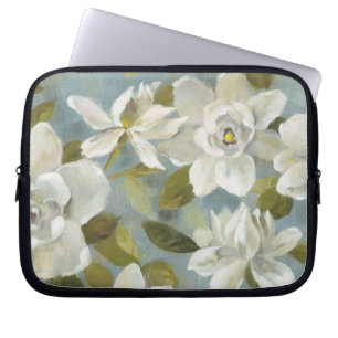 Gardenias op Slate Blue Laptop Sleeve