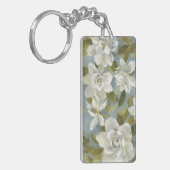 Gardenias op Slate Blue Sleutelhanger (Voorkant Links)