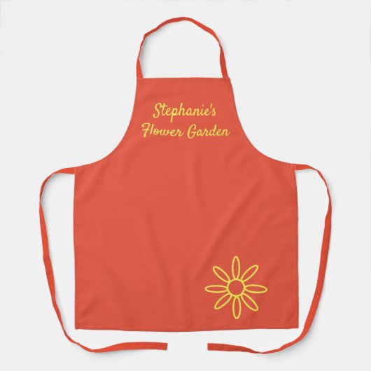 Gardening-apron, rood-oranje, eenvoudig, aangepas schort (Voorkant)