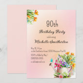 Gardening Flowers 90th Birthday Party Kaart (Voorkant / Achterkant)