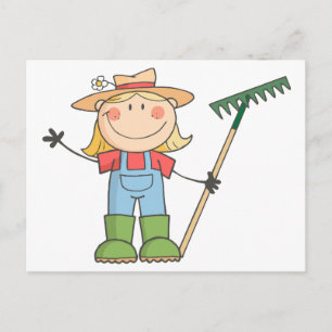 Gardening Girl Waving een groet Briefkaart