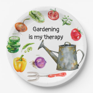 Gardening is mijn therapie groente-watersprot papieren bordje