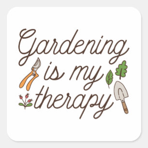 Gardening is mijn therapie vierkante sticker