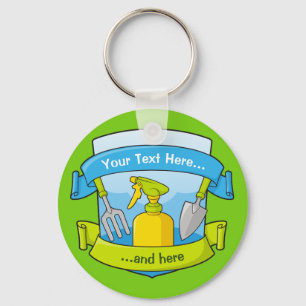 Gardening met banners sleutelhanger