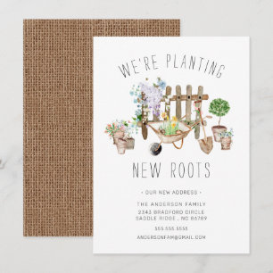 Gardening met nieuwe wortels die aankondiging verp