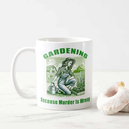 Gardening omdat moord verkeerd is koffiemok (Met donut)