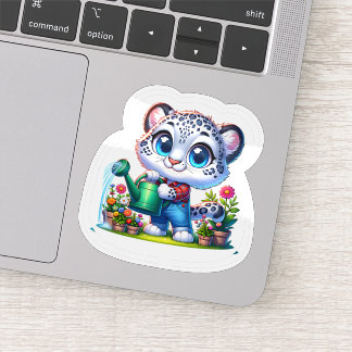 Gardening Snow Leopard Stickers
