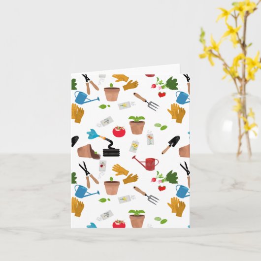 Gardening Tools Planten Gardener Nursery Pattern Kaart (Gele Bloem)