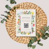 Garden's Bloom Wildflower QR Code Bruiloft Informatiekaartje