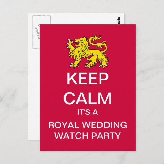 GARDER CALM Royal Mariage Watch Party Carte postal (Devant / Derrière)