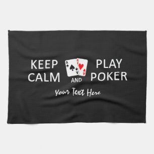GARDER CALME & PLAY POKER serviette personnalisée