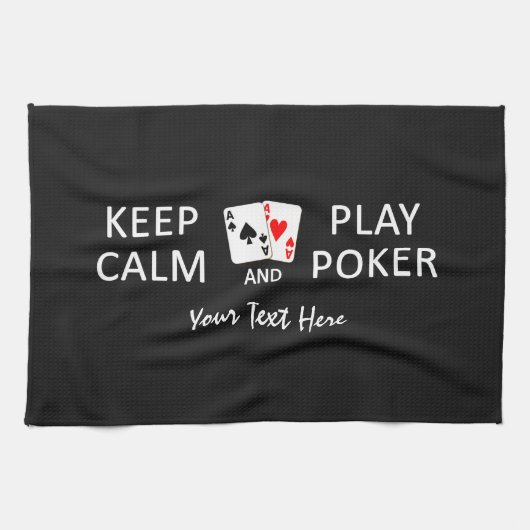 GARDER CALME & PLAY POKER serviette personnalisée (Horizontal)