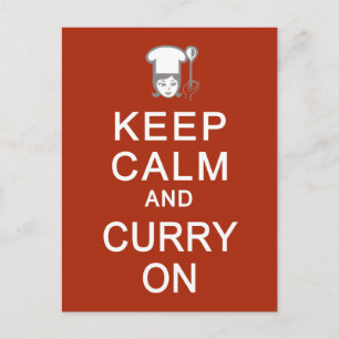 Garder le calme et le curry sur la carte postale