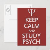 Garder le calme et l'étude Psych carte postale per (Devant / Derrière)