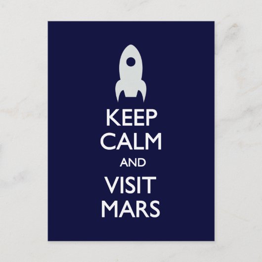 Garder le calme Visiter Mars carte postale (Devant)