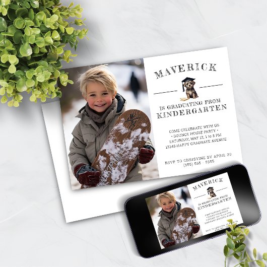 Gardergarten Grad Invitation mignonne Scruffy Chio