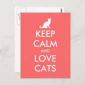 Gardez calme et aimez les chats carte postale | Co (Devant / Derrière)