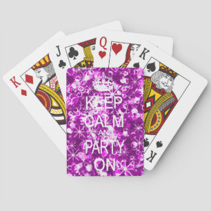 Gardez calme et fête glamour rose cartes à jouer