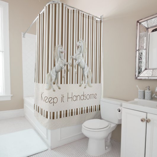 Gardez-le beau rideau de douche Brown tripe Horse (En situation)