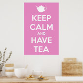 Gardez le calme et ayez une affiche Tea Pink (Cuisine)