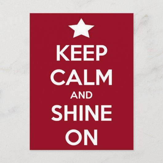 Gardez le calme et brille sur la carte postale rou (Devant)