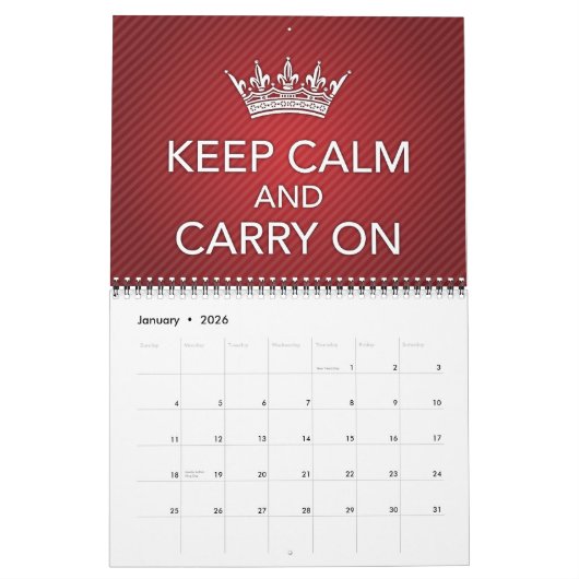 Gardez le calme et… Calendrier (Jan 2026)