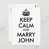 Gardez le calme et la carte postale Marry John (Devant / Derrière)