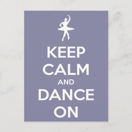 Gardez le calme et la danse sur la carte postale L (Devant)