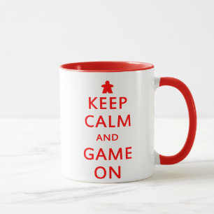 Gardez le calme et le jeu sur la tasse de Meeple
