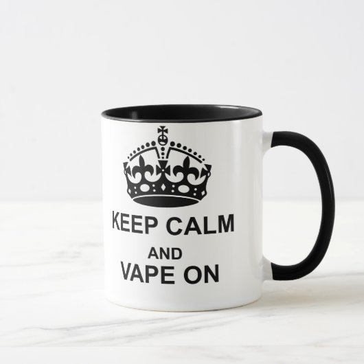 Gardez le calme et le Vape sur la tasse noire (Droite)