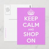 Gardez le calme et magasinez sur une carte postale (Devant / Derrière)