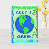 Gardez-le carte de voeux verte de jour de la terre (Fleur jaune)