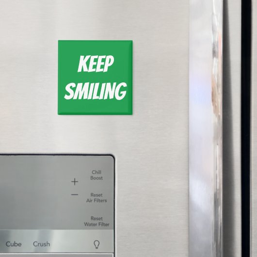 Gardez le sourire, aimant vert blanc (In situ (réfrigérateur))